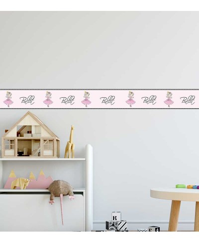 Border Balé em tons de rosa bebê, rosa chá, preto e cinza escuro