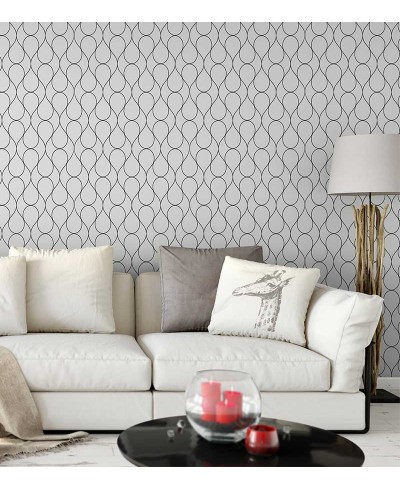 Papel de Parede Geométrico Ondulado Simples. Em tons de cinza claro