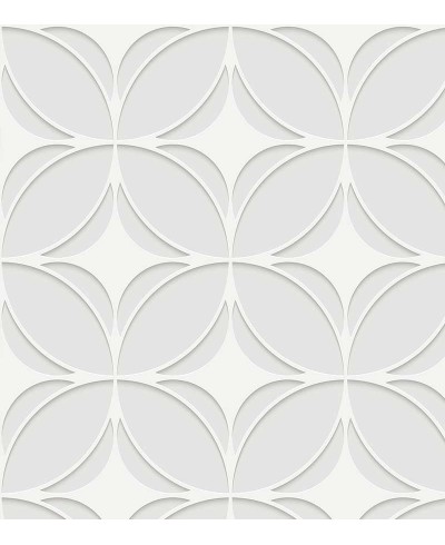 Papel de Parede 3D Flores em tons brancos e gelo