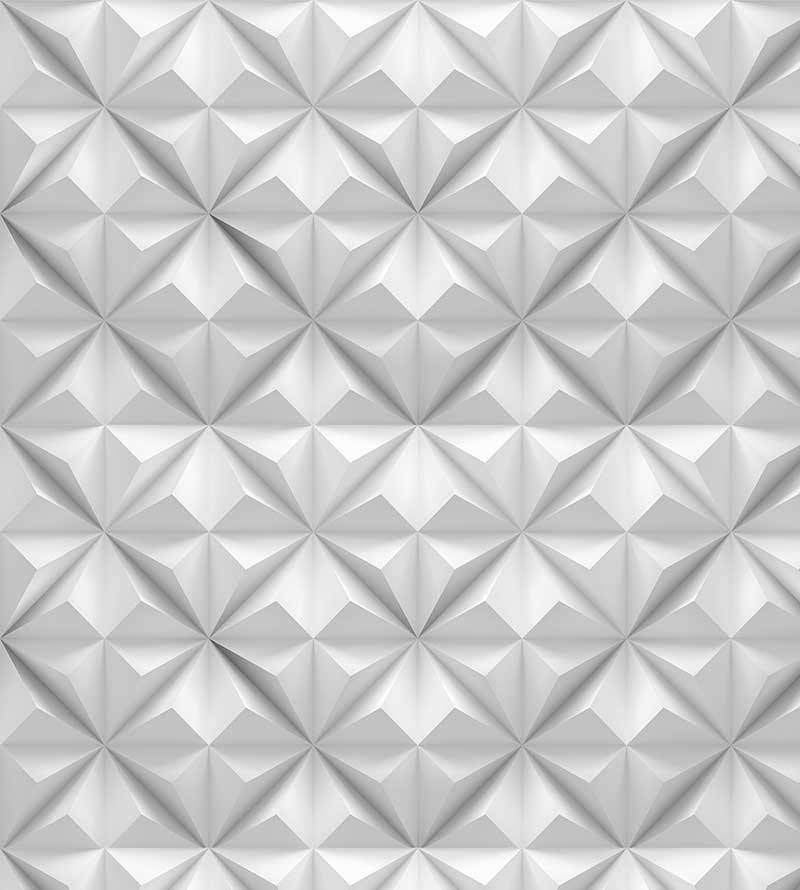 Papel de Parede 3D Estilo Pentágonos em tons de Branco e Cinza