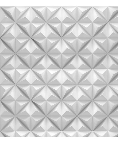 Papel de Parede 3D Estilo Pentágonos em tons de Branco e Cinza