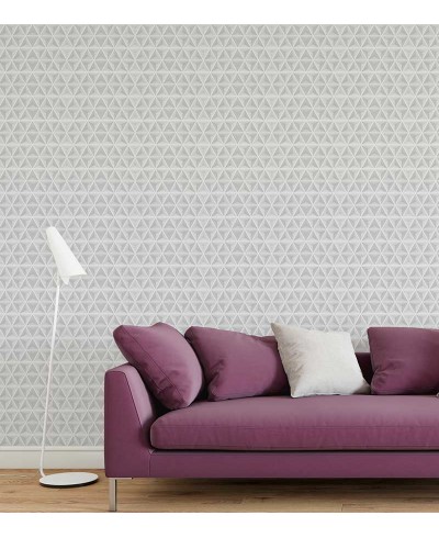 Papel de Parede 3D Estilo Triângulos em tons de Branco e Cinza