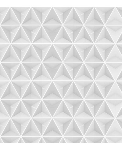 Papel de Parede 3D Estilo Triângulos em tons de Branco e Cinza