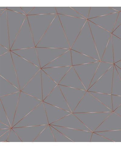 Papel de Parede Geométrico Polígonos em Tons de Cinza e Rose Gold