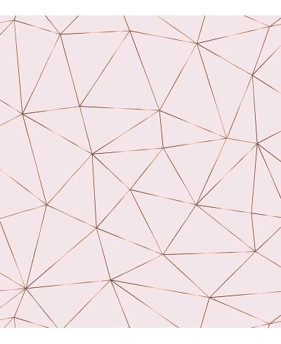 Papel de Parede Geométrico Polígonos em Tons de Rosa claro e Rose gold