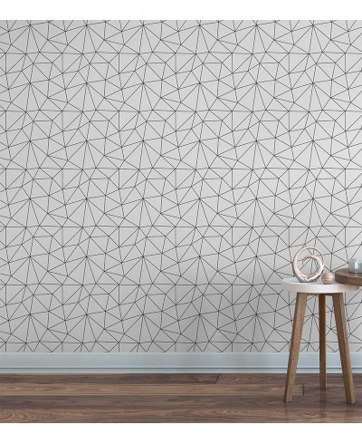 Papel de Parede Geométrico Polígonos em Tons de Branco e Preto