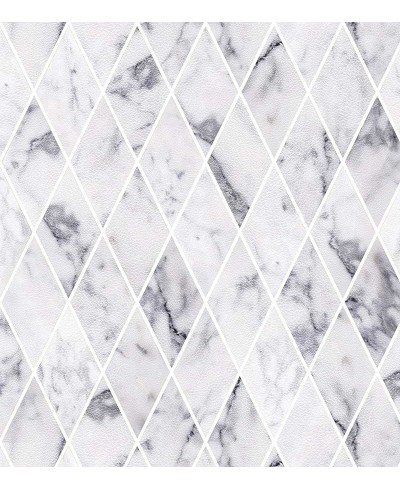 Papel de parede Tipo Losangos de Mármore Branco com cinza