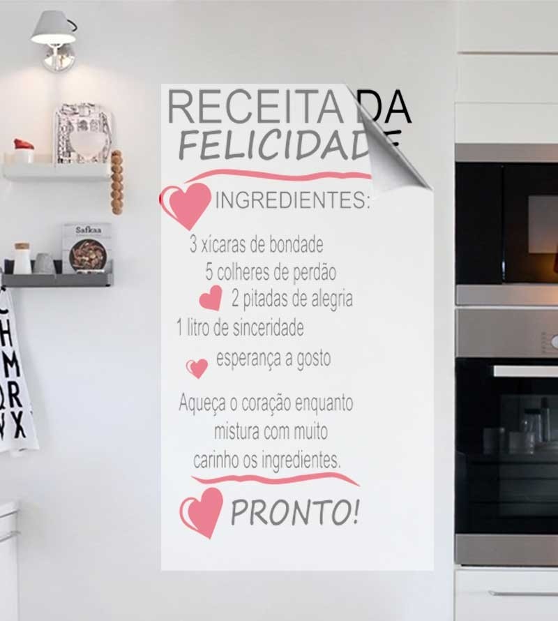 Adesivo de cozinha receita da felicidade - Cozinha 24