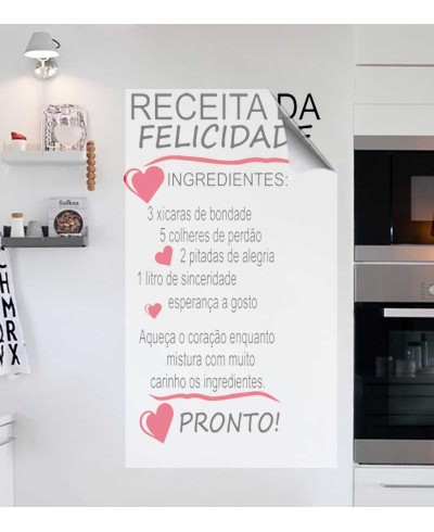 Adesivo de cozinha receita da felicidade - Cozinha 24