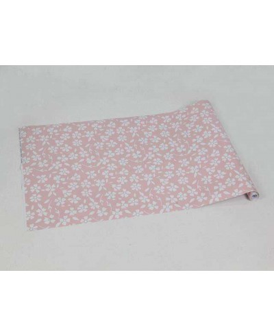 Papel de Parede com fundo em rosa claro, com detalhes em branco - Infantil 124