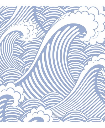 Papel de parede Contemporâneo Bali Azul em tons de Azul e branco