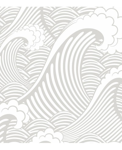 Papel de Parede Contemporâneo Bali Cinza em tons de Branco e Cinza