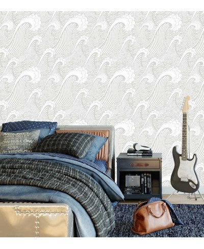 Papel de Parede Contemporâneo Bali Cinza em tons de Branco e Cinza