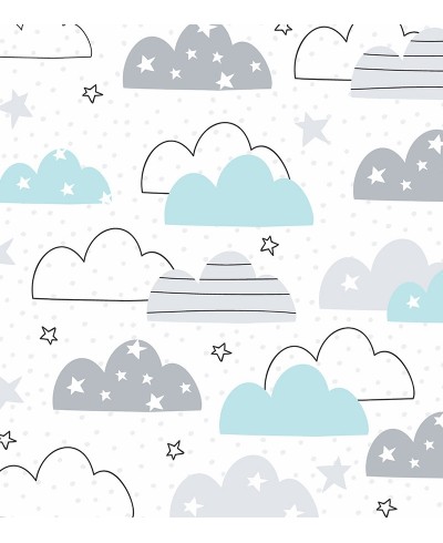 Papel de parede Baby Zuri em tons de Branco, Cinza e Azul