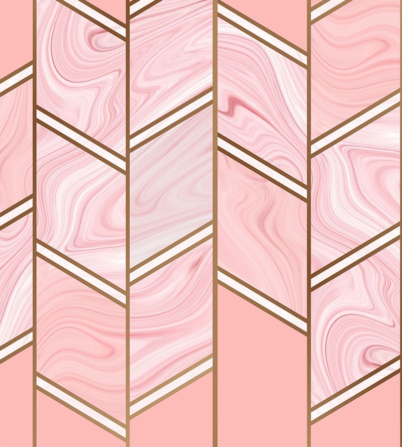 Papel de parede geométrico Mikonos, em tons de Rosa, Branco e Marrom