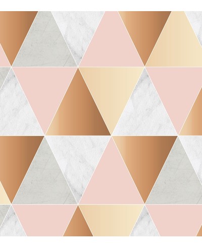 Papel de parede geométrico Verona em tons de Cinza, Rosa e Gold