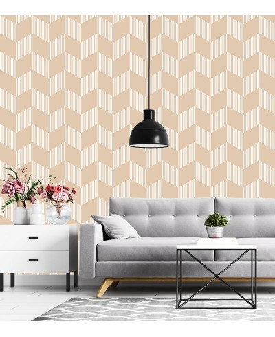 Papel de parede clássico Home Bege em tons de Bege e Branco