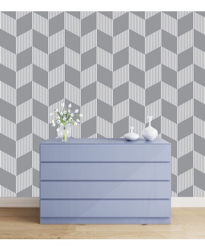 Papel de parede clássico Home Mescla em tons de Cinza e Branco