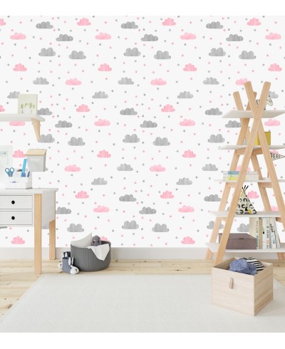 Papel de parede Aurora em tons de rosa e cinza