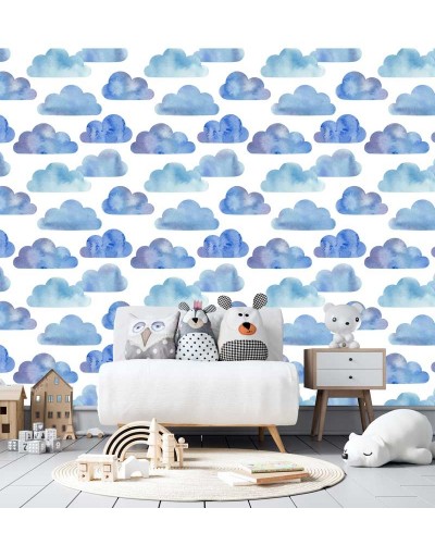 Papel de parede Celesto em tons de azul e branco