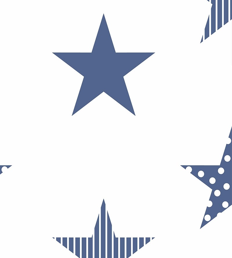 Papel de parede Estrela Blue em tons de Branco e Azul