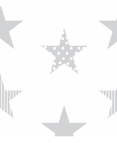 Papel de parede Estrela Mescla em tons de Branco e Cinza