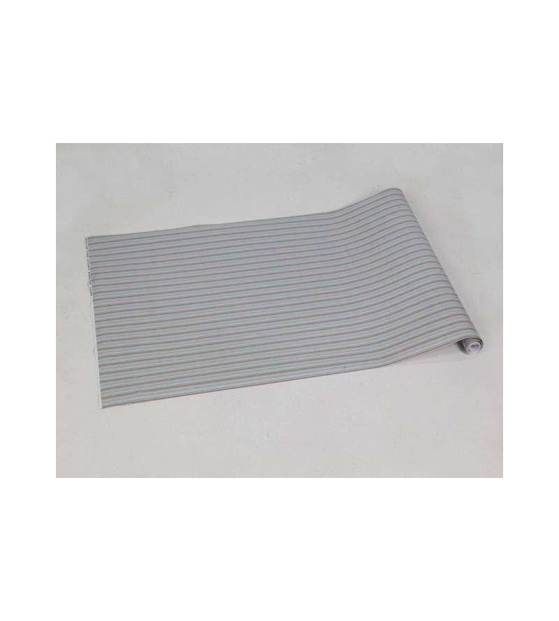 Papel de parede com listras em tons de cinza e azul claro - Infantil 18