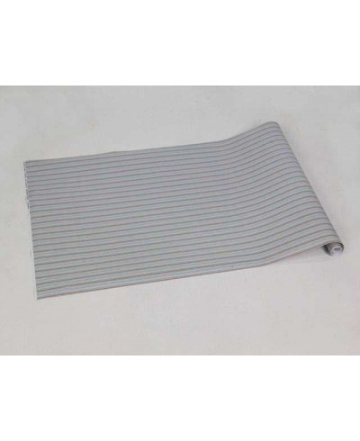 Papel de parede com listras em tons de cinza e azul claro - Infantil 18