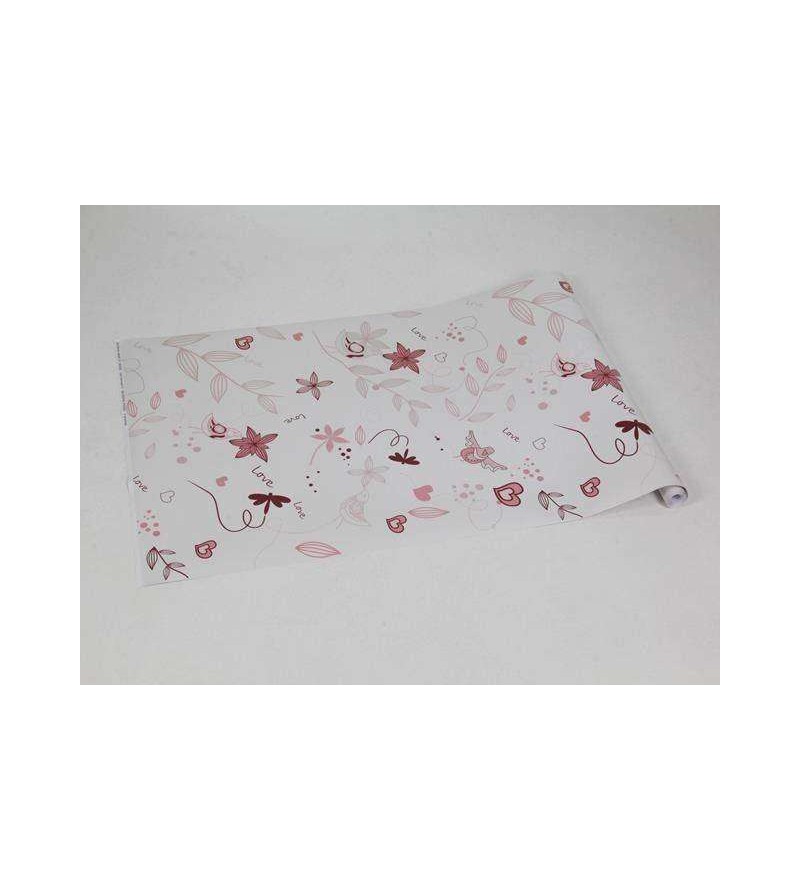 Papel de parede com rosa claro ao fundo e desenhos em tons das cores rosa e bordo - Infantil 61