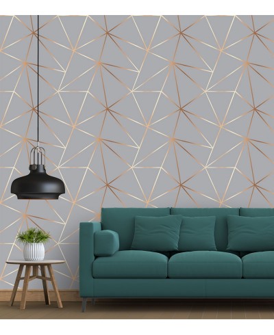 Papel de parede geométrico Gold Grey