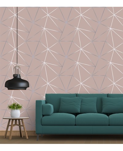 Papel de parede geométrico Carmim Silver