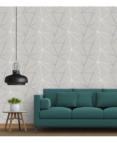 Papel de parede Geométrico Mescla Silver