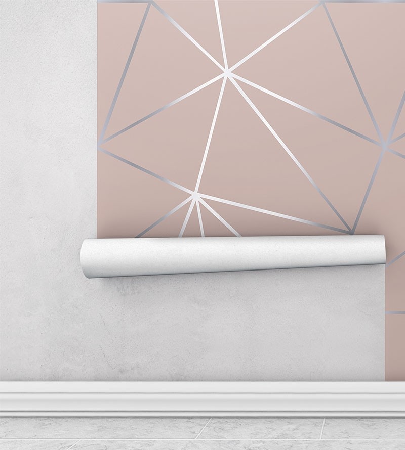 Papel de parede geométrico Carmim Silver