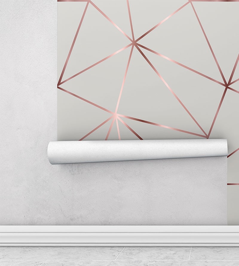 Papel de parede Geométrico Rose Silver