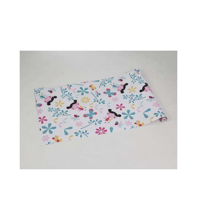 Papel de parede em tons de rosa, amarelo, azul e preto - Infantil 68