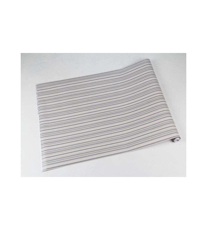 Papel de parede listrado cinza, creme e bege