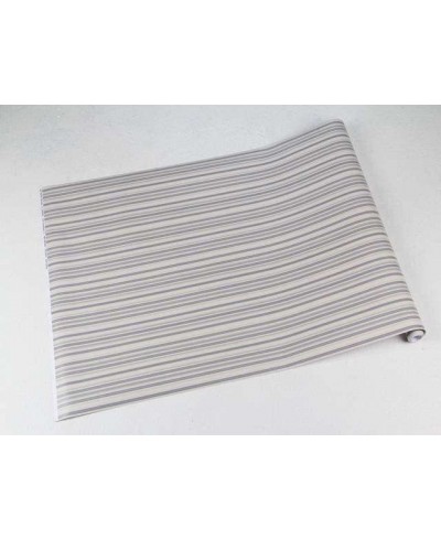 Papel de parede listrado cinza, creme e bege