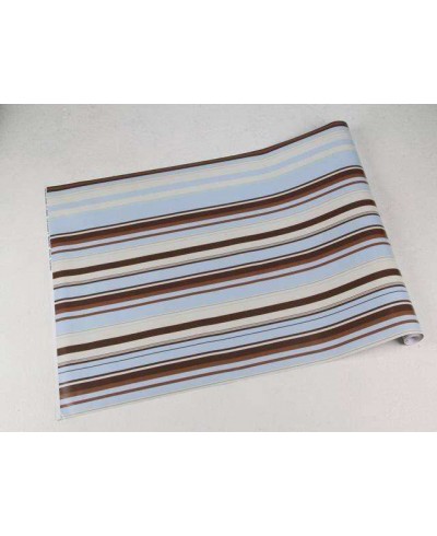 Papel de parede com listras em tons de marrom, azul e bege - Listrado 131