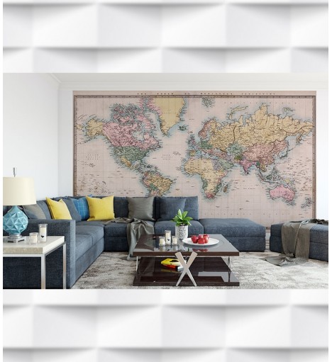 Papel de Parede Foto Mural Mapa Projeção de Mercator