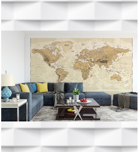 Papel de Parede Foto Mural Mapa Mundi Demográfico