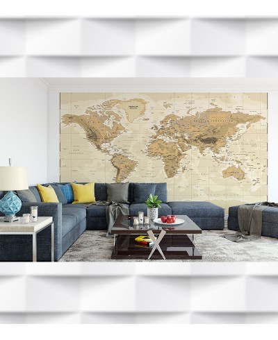 Papel de Parede Foto Mural Mapa Mundi Demográfico