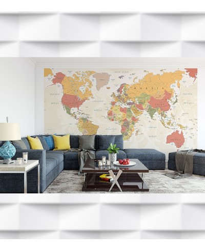 Papel de Parede Foto Mural Mapa Mundi Cores