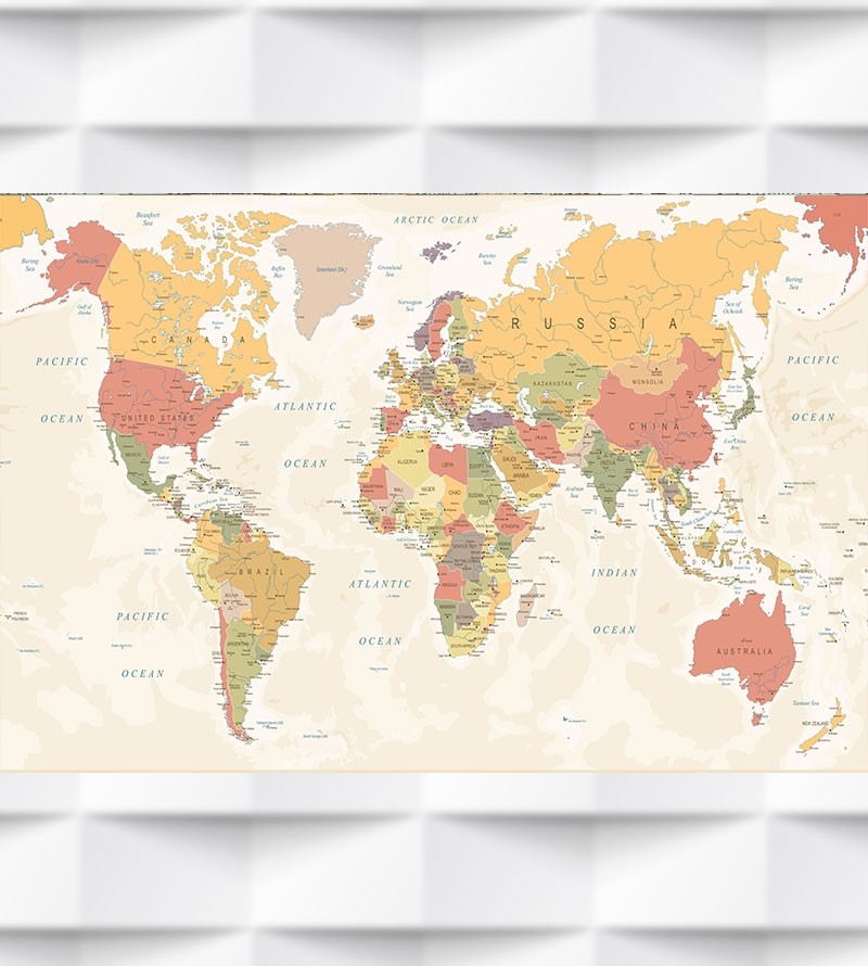 Papel de Parede Foto Mural Mapa Mundi Cores