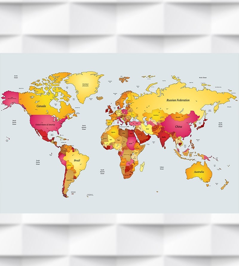 Papel de Parede Foto Mural Mapa Mundi Nomes