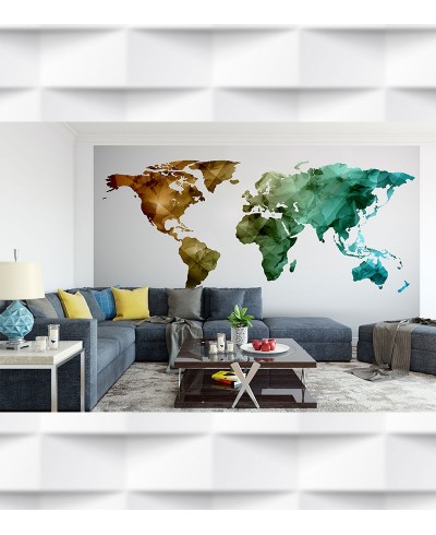 Papel de Parede Foto Mural Mapa Mundi Cores