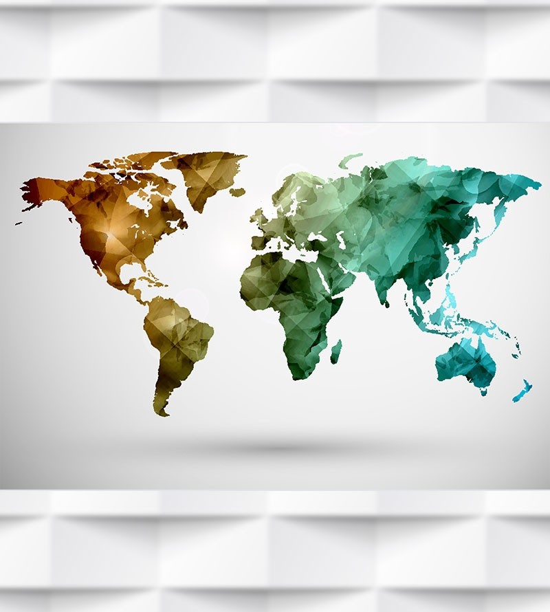 Papel de Parede Foto Mural Mapa Mundi Cores
