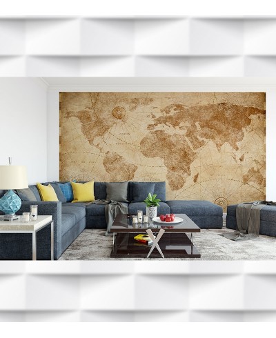 Papel de Parede Foto Mural Mapa Mundi Oceanos e Meridianos