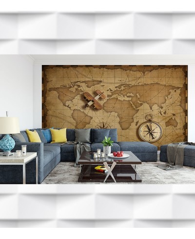 Papel de Parede Foto Mural Mapa Mundi Rosa dos Ventos