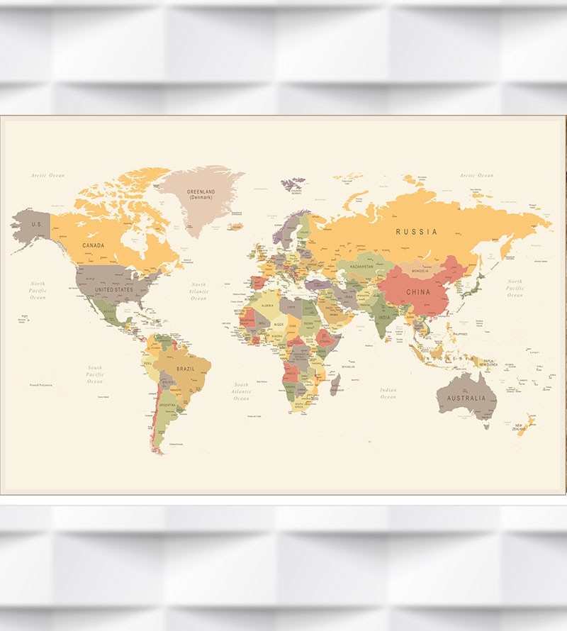 Papel de Parede Foto Mural Mapa Mundi Político