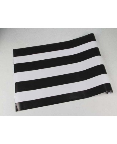 Papel de parede com listras preta e branca com 9 cm - Listrado 136